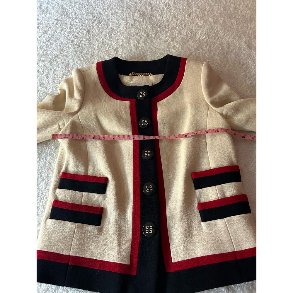 Classy MILLY Of New York Wool Red,Blue & Cream Blazer Size 4 - Picture 6 of 7